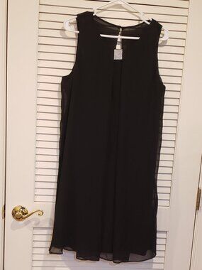 Women's JBS Black sleeveless chiffon cocktail dress Size 16 NWOT